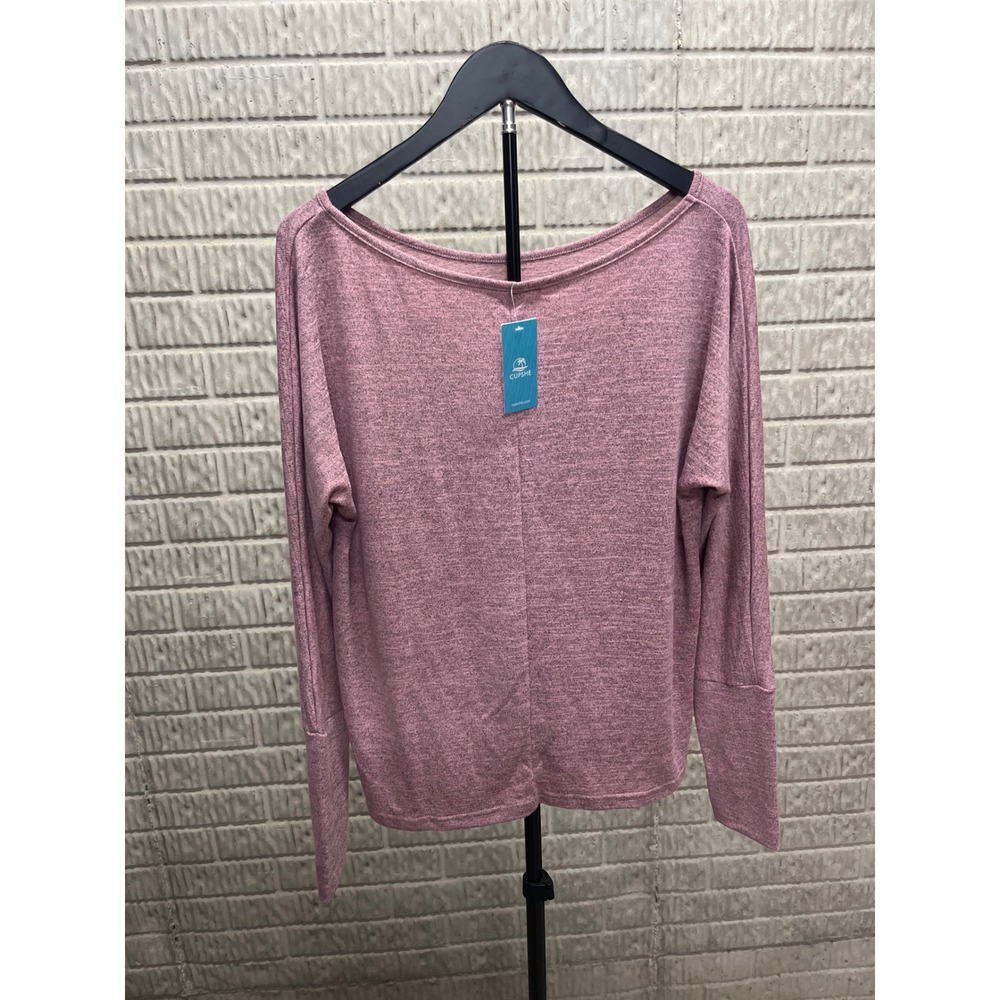 Cupshe‎ Womens Heathered Dusty Rose Boat Neck Long Sleeve Top CAA04C2G002EJ M